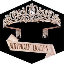 Cargar imagen en el visor de la galería, Corona dorada para mujer, tiaras de princesa de crista
