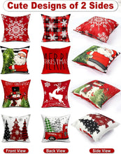 Cargar imagen en el visor de la galería, Juego de 4 fundas de almohada de Navidad con estampado de doble cara de 18 x 18 pulgadas, 8 patrones de árbol de Navidad, muñeco de nieve, copos de nieve, Feliz Navidad, ciervo, Papá Noel, camión, Let A19
