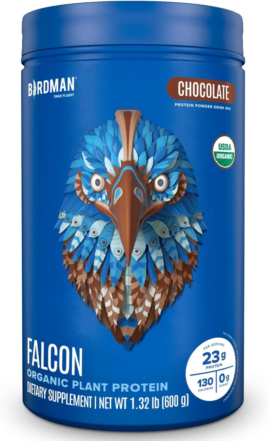 Falcon Proteína vegana en polvo orgánico, sin stevia y azúcar, proteína a base de plantas, baja en