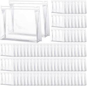 Xuniea 100 piezas de mini bolsa de maquillaje transparente de PVC pequeña bolsa organizadora de artículos de tocador de viaje a granel,