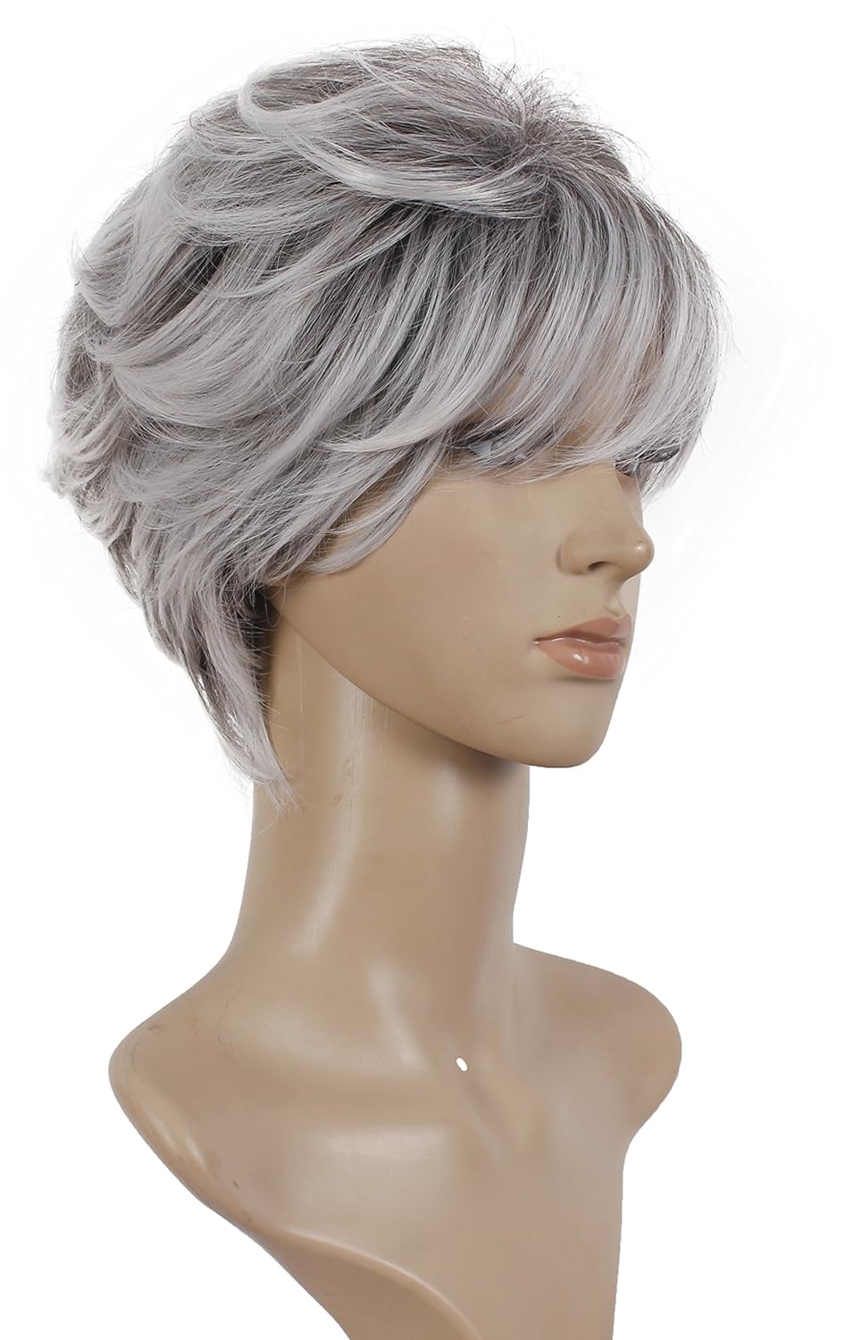 Peluca gris corta