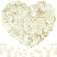 Cargar imagen en el visor de la galería, 2200 piezas pétalos de flores artificiales decoraciones para fiestas de compromiso pétalos de rosa falsos para noche romántica, boda, propuesta aniversario decoraciones de flores (blanco)
