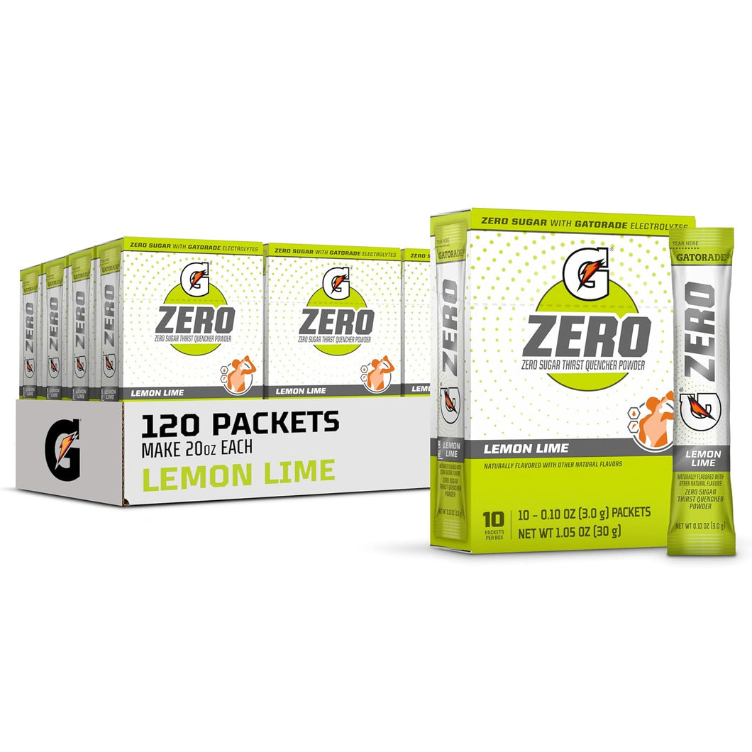 Gatorade G Zero Powder, sobres de 0,10 oz, 10 unidades (paquete de 12) ln25