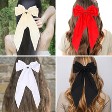 Cargar imagen en el visor de la galería, Lazos de satén sedoso de gran tamaño para mujeres y niñas, 4 piezas de cintas para el cabello con cola larga a22 (negro, blanco, rojo, beige)
