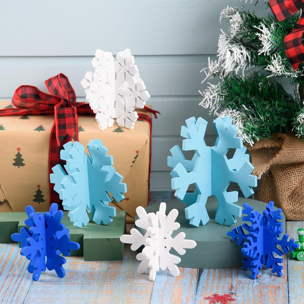 Juego de 6 letreros de mesa de copo de nieve de madera de Navidad  A19