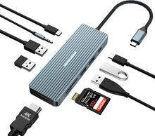 Cargar imagen en el visor de la galería, Estación de acoplamiento USB C HOPDAY - Hub USB C 10 en 1 con HDMI 4K para MacBook
