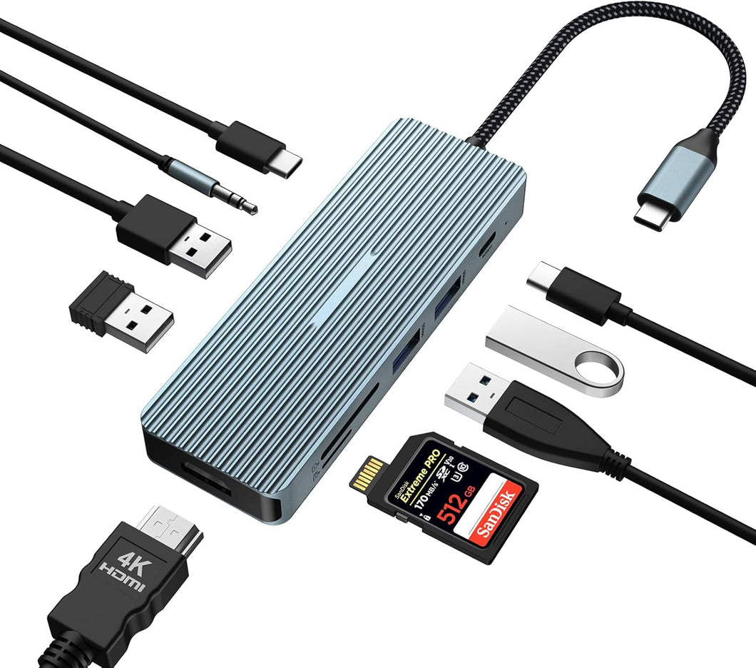 Estación de acoplamiento USB C HOPDAY - Hub USB C 10 en 1 con HDMI 4K para MacBook