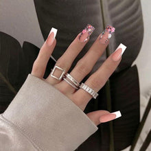 Cargar imagen en el visor de la galería, Uñas postizas cuadradas a presión largas con diseños de diamantes  A19

