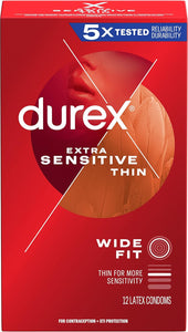 Durex RED Condones de látex de caucho natural extra sensibles