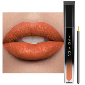 MAKI YIKA Lápiz labial naranja para mujer, color permanece de larga duración A19