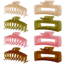 Cargar imagen en el visor de la galería, Paquete de 8 pinzas grandes para el cabello para mujer a21
