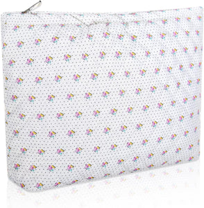 Bolsa de cosméticos Bolsa de maquillaje Preppy Cute Corduroy Neceser para mujeres esenciales de viaje, a22 Flor pequeña rosa, Cara de moda