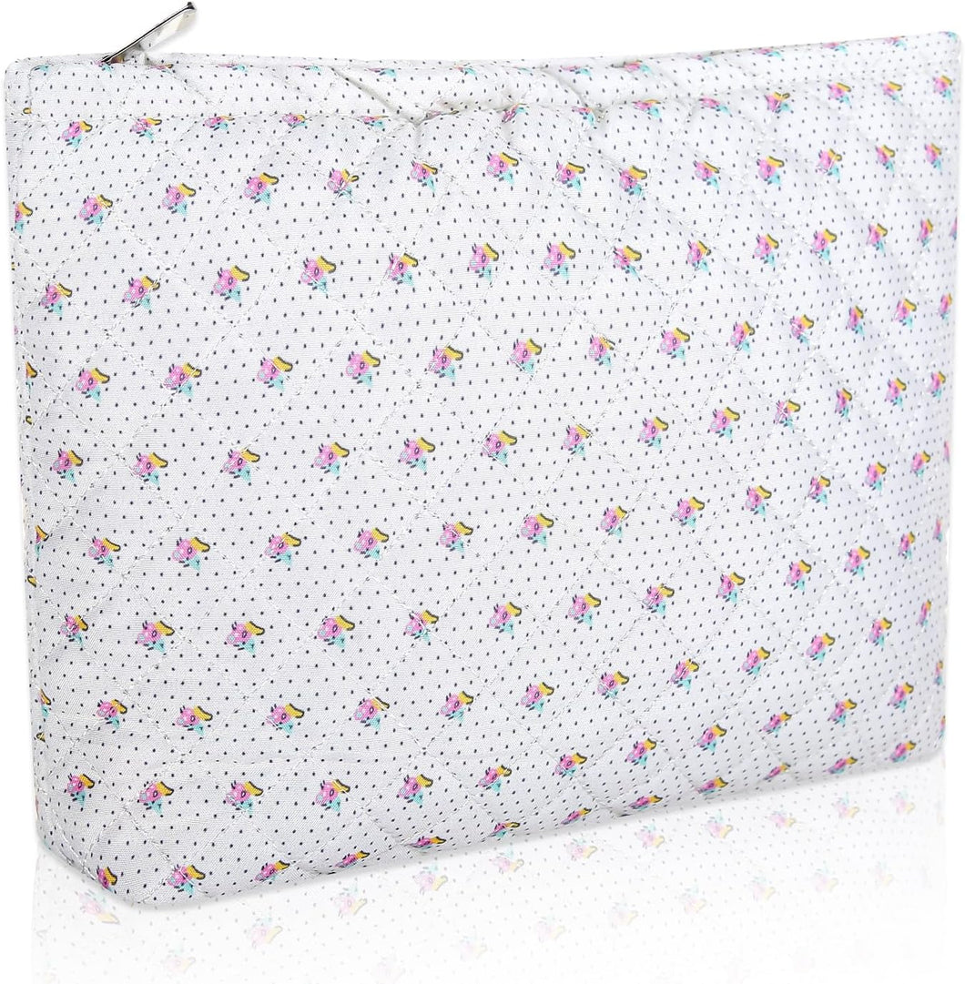 Bolsa de cosméticos Bolsa de maquillaje Preppy Cute Corduroy Neceser para mujeres esenciales de viaje, a22 Flor pequeña rosa, Cara de moda
