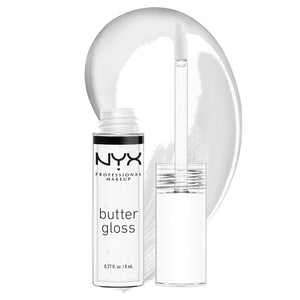NYX MAQUILLAJE PROFESIONAL Brillo de mantequilla, brillo de labios no pegajoso, brillo - de azúcar (transparente) A19