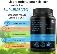 Cargar imagen en el visor de la galería, Suplemento nootrópico 12 en 1 para el cerebro con cafeína anhidra: Ginkgo biloba para apoyar el cerebro, la memoria y la concentración; suplementos de vitamina B12, alfa-GPC, L-teanina y colina con bioperina con 1321 mg (60 unidades)
