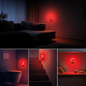 Luz nocturna roja, luces nocturnas enchufables a la pared, LN23