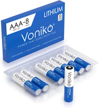 Cargar imagen en el visor de la galería, Pilas AAA, paquete de 8 pilas AAA de litio de 1.5 V
