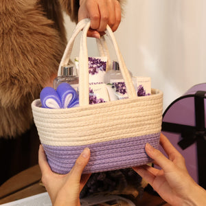 Set de spa para baño, cesta de regalo de 11 piezas de lavanda