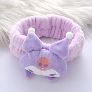 Diadema de spa Kawaii para lavar la cara, linda diadema morada para maquillaje, lavado, fiesta A22, diadema suave para mujeres y niñas