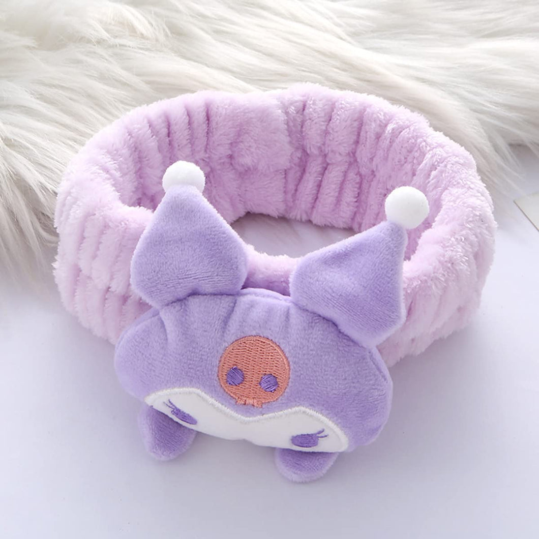Diadema de spa Kawaii para lavar la cara, linda diadema morada para maquillaje, lavado, fiesta A22, diadema suave para mujeres y niñas
