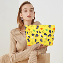 Cargar imagen en el visor de la galería, Bolsa de cosméticos Bolsa de maquillaje Preppy Cute Corduroy Neceser para mujer Artículos esenciales de viaje (oso amarillo), oso amarillo,a22 Cara de moda
