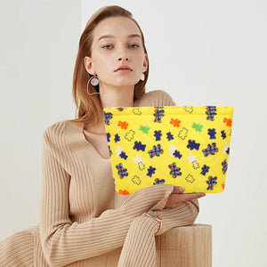 Bolsa de cosméticos Bolsa de maquillaje Preppy Cute Corduroy Neceser para mujer Artículos esenciales de viaje (oso amarillo), oso amarillo,a22 Cara de moda