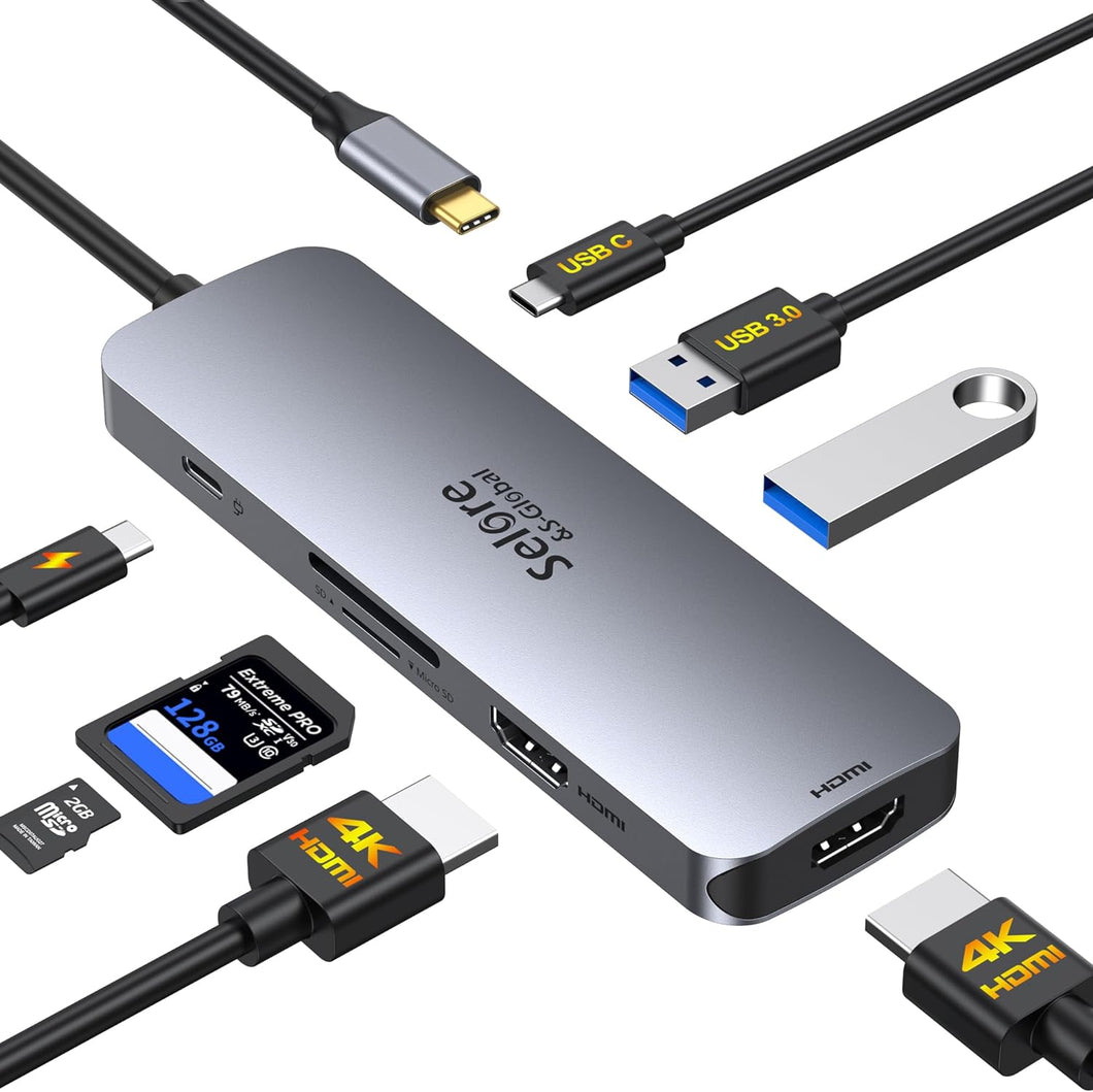 Estación de acoplamiento USB C Monitor HDMI dual, adaptador USB C A24
