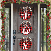 Cargar imagen en el visor de la galería, 3 coronas de Navidad para puerta delantera, de 11 pulgadas, letrero de Navidad a cuadros con belén, decoración de puerta colgante de plástico rústico para Jesús, Navidad, hogar, pared, puerta, porche, A19
