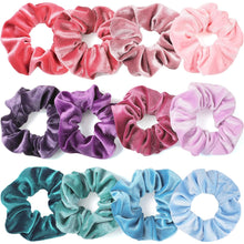 Cargar imagen en el visor de la galería, Coleteros para niñas, 12 coleteros de terciopelo para el cabello, A21 soporte para cola de caballo suave,
