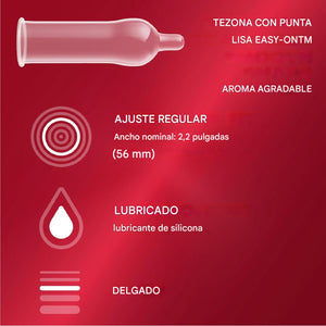 Durex RED Condones de látex de caucho natural extra sensibles