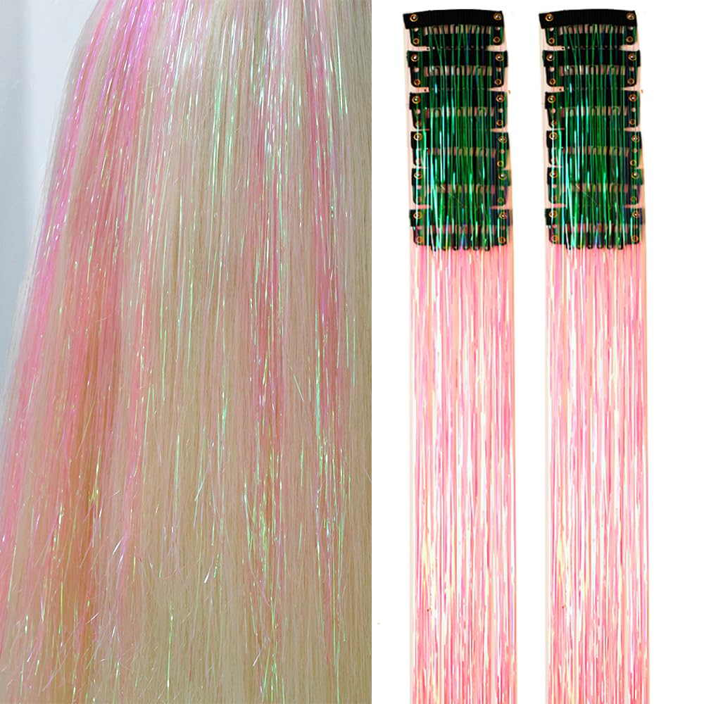 Paquete de 12 extensiones de cabello de oropel con clip de 20 pulgadas A21