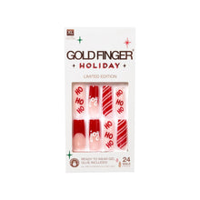 Cargar imagen en el visor de la galería, Gold Finger - 24 uñas postizas a presión con punta francesa de Navidad, cuadradas, ataúd, ovaladas, con purpurina brillante de larga duración, copos de nieve de temporada para invierno A22 , uñas con
