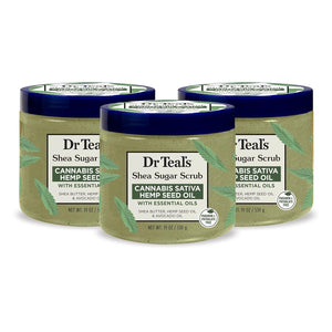 Dr Teal's Exfoliante corporal de azúcar de karité, saúco negro con aceites esenciales, 19 onzas (paquete de 3) (el embalaje puede variar a23