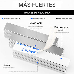 Imanes de neodimio fuerte con adhesivo de doble cara 60 x 10 x 5 mm