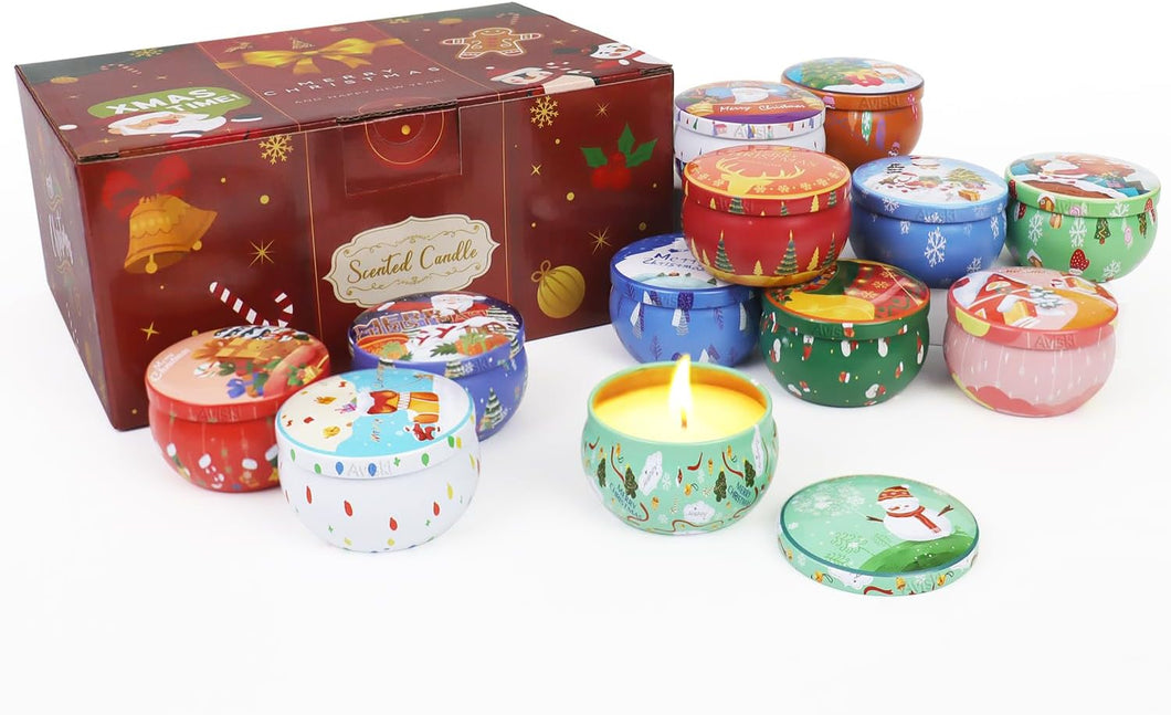 12 velas perfumadas de Navidad, velas en tarro de 2.5 onzas, juego de 12 velas de fragancias navideñas para mujeres, mamá, abuela, madrina, compañera de trabajo, profesora A19