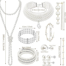 Cargar imagen en el visor de la galería, Juego de 16 pendientes de collar de perlas para mujer
