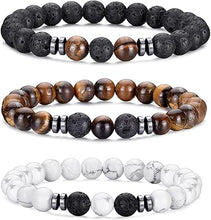 Cargar imagen en el visor de la galería, BMMYE Pulseras de cuentas de ojo de tigre de 0.315 in para hombre
