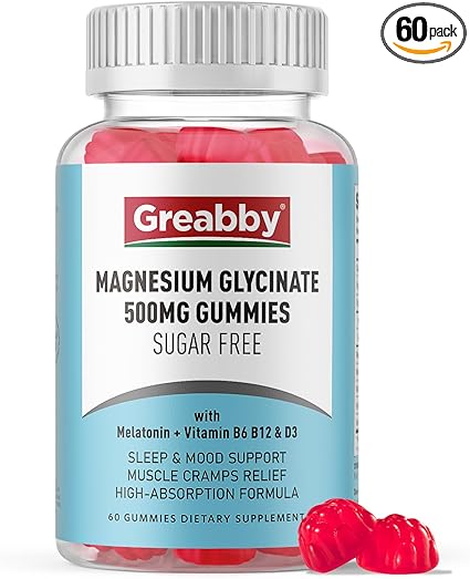Gomitas de glicinato de magnesio de 500 mg para adultos,