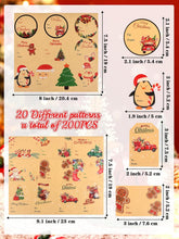 Cargar imagen en el visor de la galería, Kalolary 200 etiquetas adhesivas de Navidad, etiquetas de regalo de Navidad, etiquetas autoadhesivas de nombre de Navidad, etiquetas de regalo, calcomanías de papel kraft para regalos de Navidad, A19
