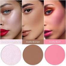 Cargar imagen en el visor de la galería, FOCALLURE Paleta de rubor e iluminador, paleta de contorno 3 en 1, polvo bronceador mate libre de crueldad, iluminadores iluminadores brillantes para un aspecto brillante, #06 A19
