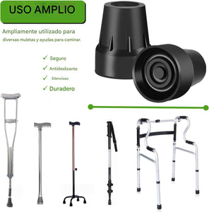 Puntas de goma de repuesto de 0,75" para bastones, muletas, andadores y andadores