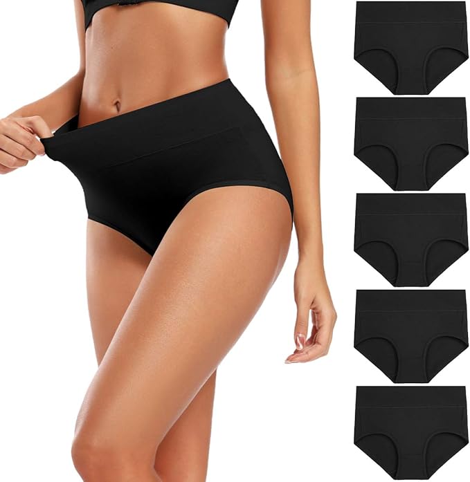 Molasus - Ropa interior de algodón para mujer con cintura alta Q1