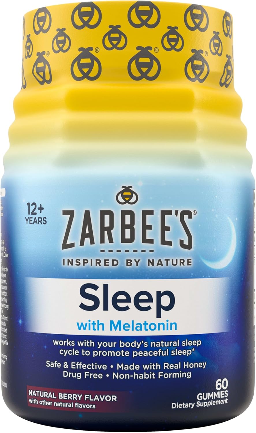 Zarbee's Gomitas de melatonina suplemento para dormir de 3 mg para promover un sueño tranquilo A24