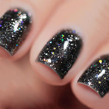 Cargar imagen en el visor de la galería, Vishine Esmalte de uñas de gel de 0.5 onzas líquidas, color negro brillante con purpurina brillante que se absorbe con luz UV LED,  a22 esmalte de uñas de gel de larga duración, arte de uñas para el hogar
