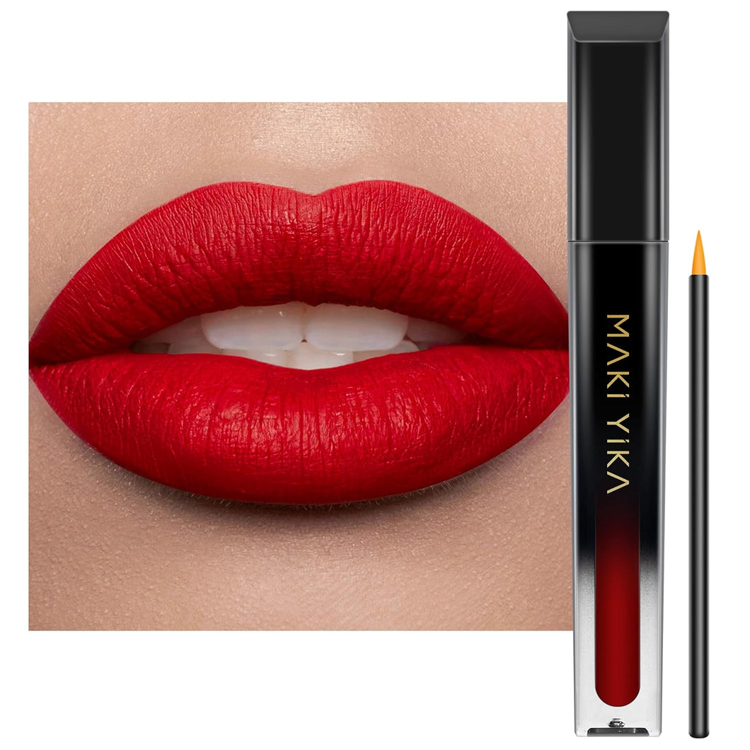 MAKI YIKA Lápiz labial rojo para mujer A19