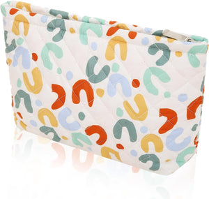 Bolsa de cosméticos Bolsa de maquillaje Preppy Cute Corduroy Neceser para mujer Artículos esenciales de viaje a22 (patrón en U), Patrón en U, Cara de moda
