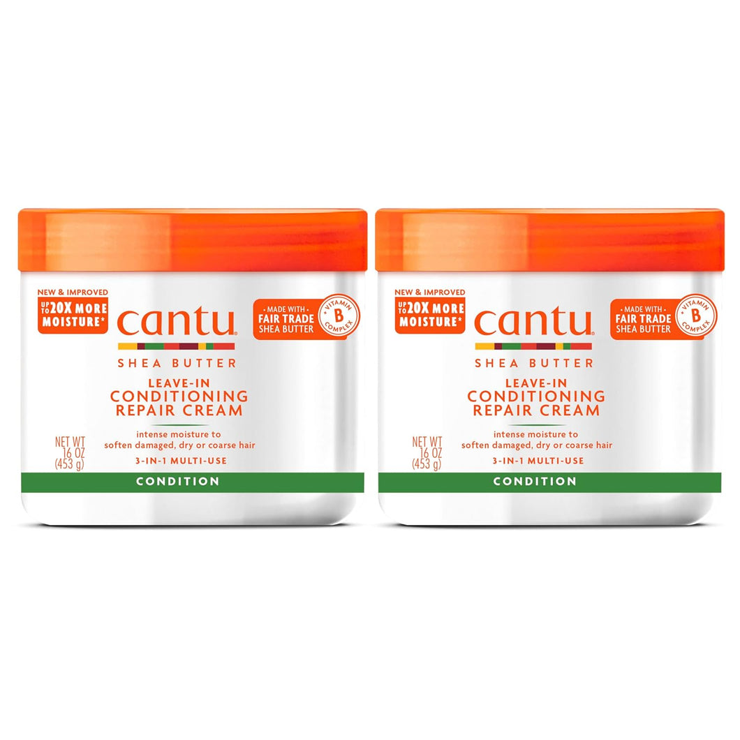 Cantu Crema reparadora acondicionador sin enjuague con manteca de karité, 16 onzas (paquete de 2) (el embalaje puede variar)  A19