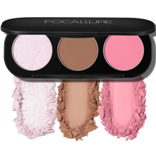 Cargar imagen en el visor de la galería, FOCALLURE Paleta de rubor e iluminador, paleta de contorno 3 en 1, polvo bronceador mate libre de crueldad, iluminadores iluminadores brillantes para un aspecto brillante, #06 A19
