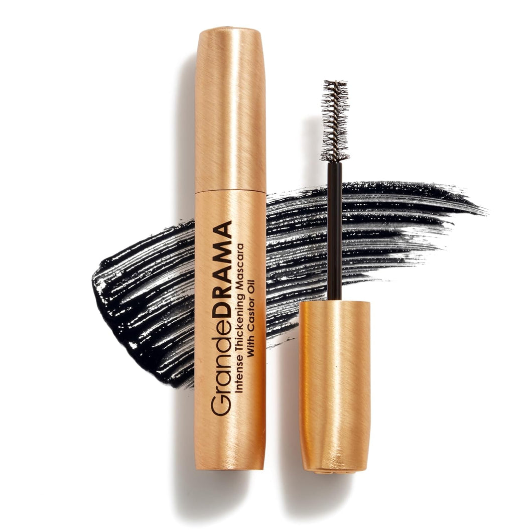 Grande Cosmetics GrandeDRAMA - Máscara de engrosamiento intenso con aceite de ricino, voluminizante, acondicionado, fórmula construible A19