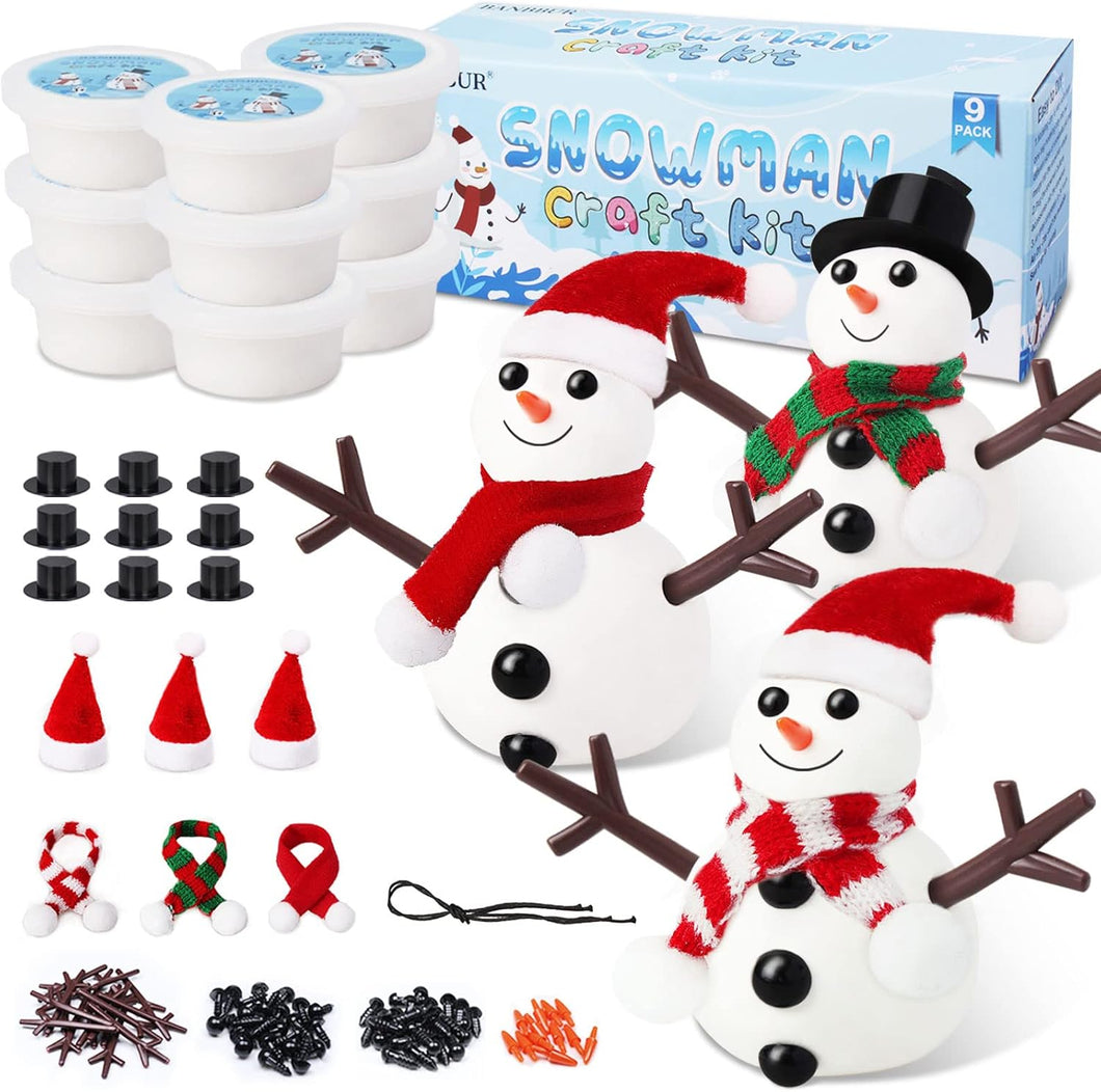 BANBBUR Kit de 9 unidades para construir un muñeco de nieve, manualidades para niños, muñeco de nieve de arcilla para modelar, relleno de calcetines de Navidad para niños, manualidades de Navidad, A19